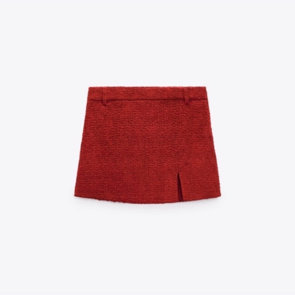 Zara Tweed Mini Skirt Red - Picture 10 of 10